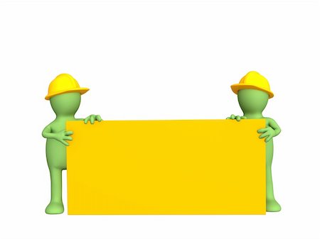 Two 3d builders - puppets, the holding empty form. Objects over white Stock Photo - Budget Royalty-Free & Subscription, Code: 400-04022903