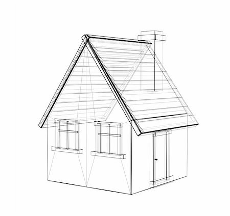 The 3d drawing of a rural house Stock Photo - Budget Royalty-Free & Subscription, Code: 400-04022943