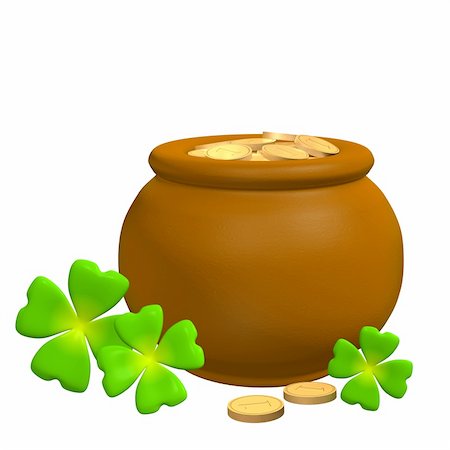 pot of gold - 3d pot from the clay, filled with gold coins Stock Photo - Budget Royalty-Free & Subscription, Code: 400-04022957