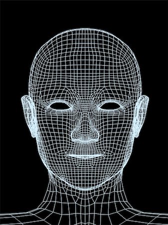 Head of the person from a blue 3d grid Stock Photo - Budget Royalty-Free & Subscription, Code: 400-04022971