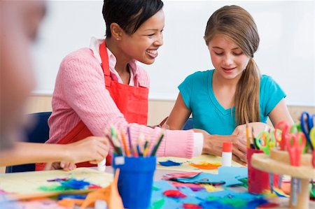 simsearch:400-04036581,k - Elementary school art class with teacher Stock Photo - Budget Royalty-Free & Subscription, Code: 400-04023279