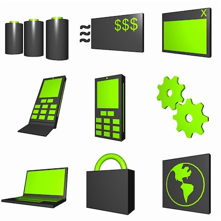 phone integration - Mobile Market Icons Set Black and Green Stock Photo - Budget Royalty-Free & Subscription, Code: 400-04023463