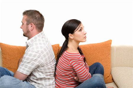 divorced family - angry couple sitting on sofa Stock Photo - Budget Royalty-Free & Subscription, Code: 400-04023471