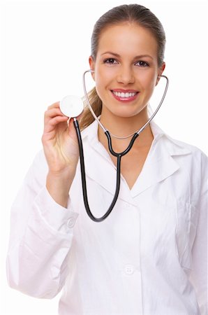 simsearch:400-04526743,k - 20-25 years old beautiful female doctor isolates on white Stock Photo - Budget Royalty-Free & Subscription, Code: 400-04034028