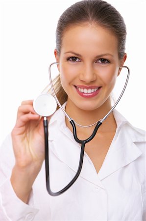 simsearch:400-04526743,k - 20-25 years old beautiful female doctor isolates on white Stock Photo - Budget Royalty-Free & Subscription, Code: 400-04034029