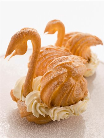 simsearch:400-04043162,k - Two Choux Swans filled with Chantilly Cream Stock Photo - Budget Royalty-Free & Subscription, Code: 400-04034323