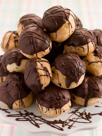 simsearch:400-04043162,k - Chocolate Profiteroles on a Cake Stand Stock Photo - Budget Royalty-Free & Subscription, Code: 400-04034334