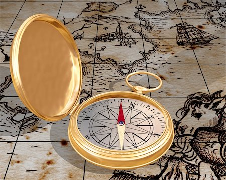 simsearch:400-04908052,k - Illustration of antique compass on a old map Stockbilder - Microstock & Abonnement, Bildnummer: 400-04034848