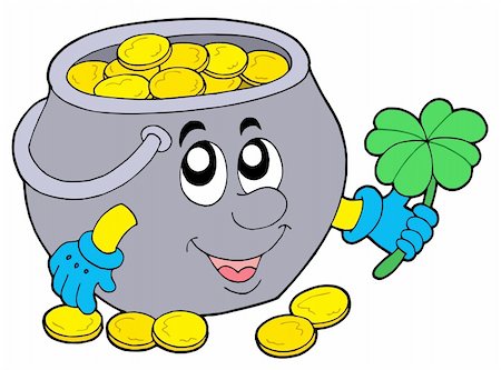 pot of gold - Lucky pot of money - vector illustration. Stock Photo - Budget Royalty-Free & Subscription, Code: 400-04035040