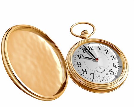 pocket watch - Isolated illustration of an open gold pocket watch Stock Photo - Budget Royalty-Free & Subscription, Code: 400-04036210