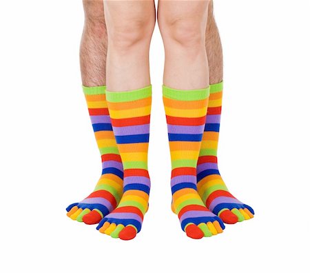 Woman and man legs in colorful funny socks - isolated Stock Photo - Budget Royalty-Free & Subscription, Code: 400-04036346