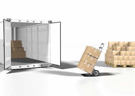 simsearch:400-06205380,k - shipping box and container on white bacground Foto de stock - Super Valor sin royalties y Suscripción, Código: 400-04037239