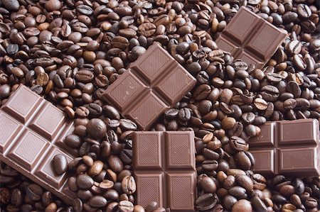 Coffee and chocolate. Sweet and fragrant brown background. Stockbilder - Microstock & Abonnement, Bildnummer: 400-04037230