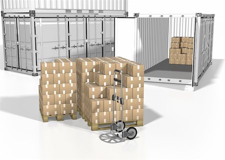 simsearch:400-04354403,k - shipping box and container on white bacground Photographie de stock - Aubaine LD & Abonnement, Code: 400-04037246