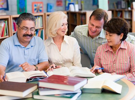 Mature students studying in library Stock Photo - Budget Royalty-Free & Subscription, Code: 400-04037924