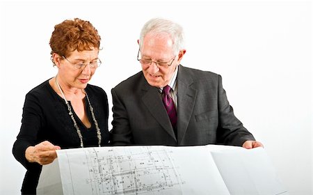 simsearch:400-05672615,k - senior couple and house plans isolated on white Foto de stock - Super Valor sin royalties y Suscripción, Código: 400-04038473