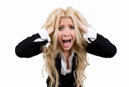 stylish woman snapshot - screaming young woman on isolated background Stock Photo - Budget Royalty-Free & Subscription, Code: 400-04038895