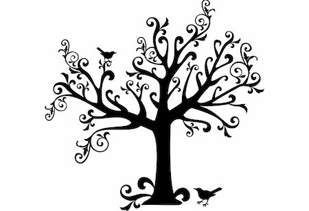 simsearch:400-04525489,k - ornamental tree with swirls and birds Stock Photo - Budget Royalty-Free & Subscription, Code: 400-04039124