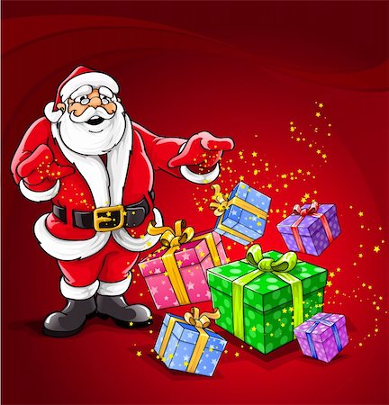simsearch:400-04959550,k - Santa Claus magic Christmas holidays vector illustration Foto de stock - Royalty-Free Super Valor e Assinatura, Número: 400-04039158