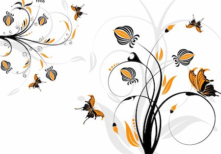 simsearch:400-04689213,k - Floral background with butterfly, element for design, vector illustration Stock Photo - Budget Royalty-Free & Subscription, Code: 400-04039215