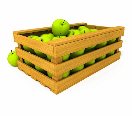 wooden box with apple fruits isolated 3d illustration Stock Photo - Budget Royalty-Free & Subscription, Code: 400-04039272