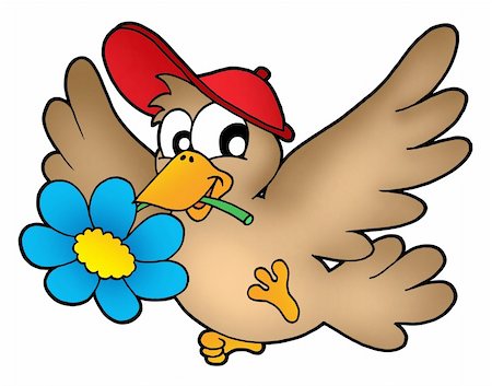 simsearch:400-07626311,k - Bird with flower - color illustration. Stock Photo - Budget Royalty-Free & Subscription, Code: 400-04030006