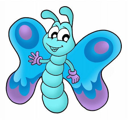 simsearch:400-04235844,k - Cute blue butterfly - color illustration. Photographie de stock - Aubaine LD & Abonnement, Code: 400-04030031