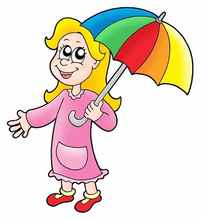 simsearch:400-04531867,k - Girl with umbrella - color illustration. Stock Photo - Budget Royalty-Free & Subscription, Code: 400-04030057
