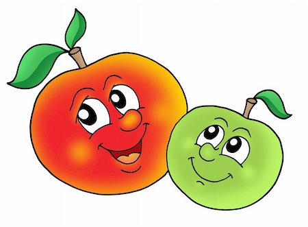 Pair of smiling apples - color illustration. Stock Photo - Budget Royalty-Free & Subscription, Code: 400-04030086