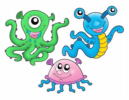 simsearch:400-08047776,k - Cute monsters collection - color illustration. Foto de stock - Royalty-Free Super Valor e Assinatura, Número: 400-04030447