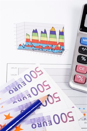 simsearch:400-04711612,k - Calculator and pencil on earnings chart background. Shallow depth of field Stock Photo - Budget Royalty-Free & Subscription, Code: 400-04030743
