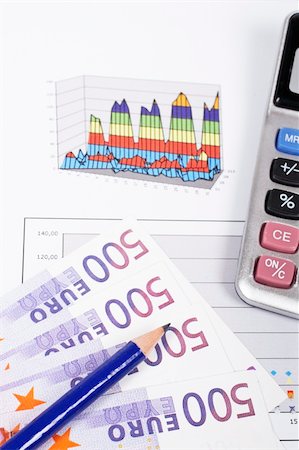 simsearch:400-04557243,k - Calculator and pencil on earnings chart background. Shallow depth of field Stockbilder - Microstock & Abonnement, Bildnummer: 400-04030743