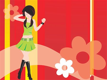 simsearch:400-04031104,k - vector dancing girl and floral_1, wallpaper Stock Photo - Budget Royalty-Free & Subscription, Code: 400-04031110