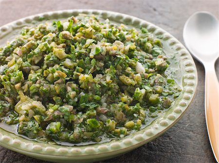 simsearch:400-04031652,k - Dish of Salsa Verde with serving spoon Stock Photo - Budget Royalty-Free & Subscription, Code: 400-04031486