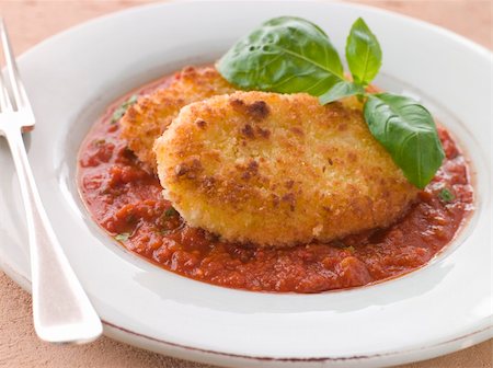 simsearch:400-04031652,k - Plate of Fried Breaded Mozzarella Cheese with Tomato Ragu Stock Photo - Budget Royalty-Free & Subscription, Code: 400-04031490