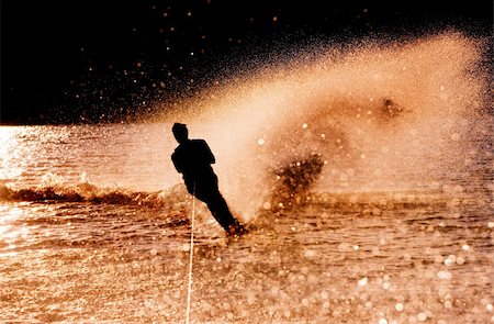 Silhouette of a water skier Stock Photo - Budget Royalty-Free & Subscription, Code: 400-04031531