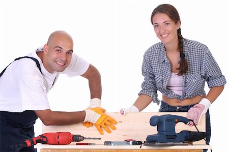 simsearch:400-04030452,k - construction workers at work on white background Photographie de stock - Aubaine LD & Abonnement, Code: 400-04031824