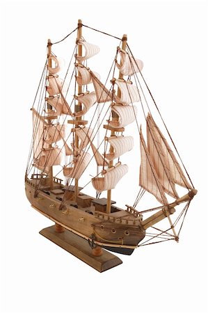 Antique ship-souvenir on white background Stock Photo - Budget Royalty-Free & Subscription, Code: 400-04031886