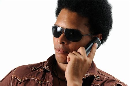 simsearch:400-04539832,k - Portrait of young trendy african man using a cell phone - isolated Foto de stock - Royalty-Free Super Valor e Assinatura, Número: 400-04032158