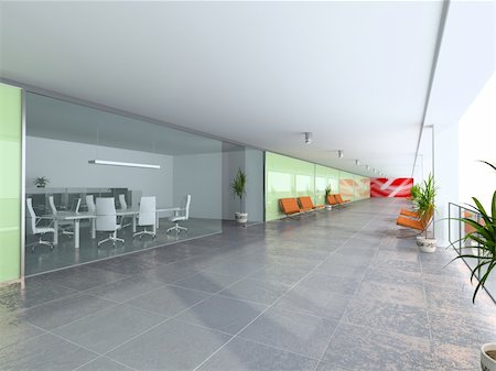 modern office hall interior (3D rendering) Stock Photo - Budget Royalty-Free & Subscription, Code: 400-04032239