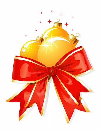 simsearch:400-08413509,k - Christmas decoration / bow and balls / vector illustration Foto de stock - Super Valor sin royalties y Suscripción, Código: 400-04032284
