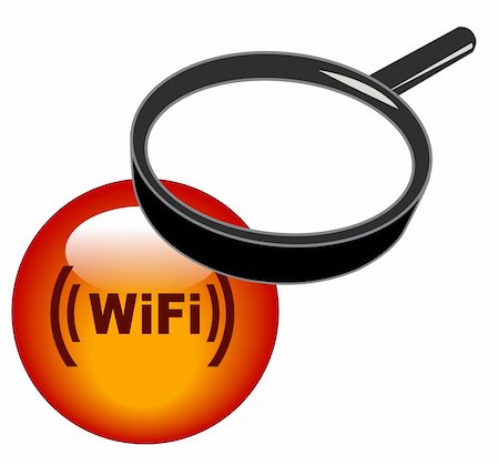 simsearch:400-07570955,k - magnifying glass over top of wifi button Stock Photo - Budget Royalty-Free & Subscription, Code: 400-04032699