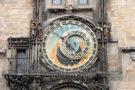 prague astronomical clock - nice historical clock on the Prague Tower Stock Photo - Budget Royalty-Free & Subscription, Code: 400-04032739