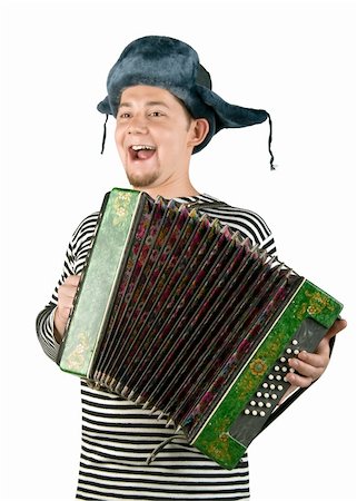 Russian man with accordion, isolated on white background Stock Photo - Budget Royalty-Free & Subscription, Code: 400-04033499