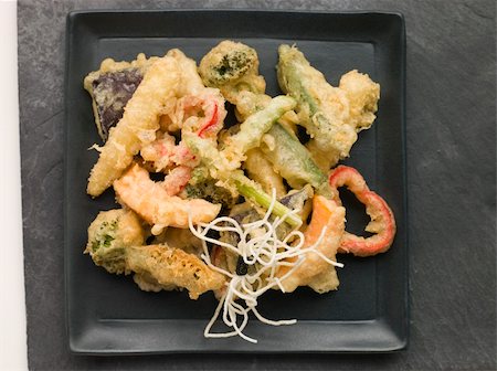 Overhead shot of Tempura of Vegetables Stock Photo - Budget Royalty-Free & Subscription, Code: 400-04033542