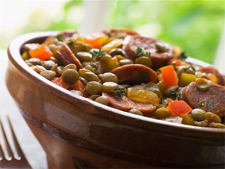 stew sausage - Green Lentil and Chorizo Sausage Stew Stock Photo - Budget Royalty-Free & Subscription, Code: 400-04033610