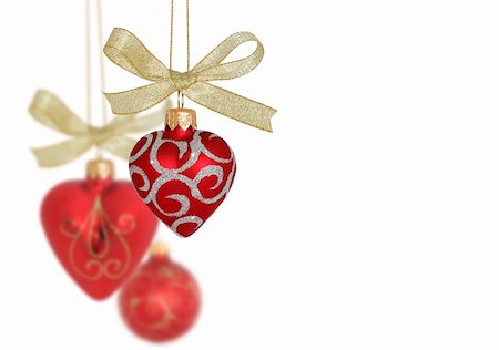 simsearch:400-07123692,k - Christmas Decoration / Red hearts and ball Stock Photo - Budget Royalty-Free & Subscription, Code: 400-04033969
