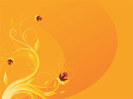 Autumn swirly floral background with pretty flowers. Stock Photo - Budget Royalty-Free & Subscription, Code: 400-04044514