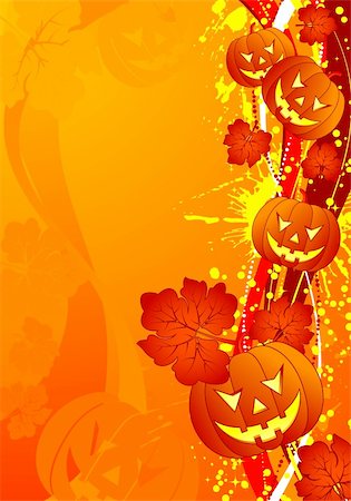 pumpkin leaf pattern - Grunge Halloween background with pumpkin and wave pattern, element for design, vector illustration Foto de stock - Super Valor sin royalties y Suscripción, Código: 400-04045972