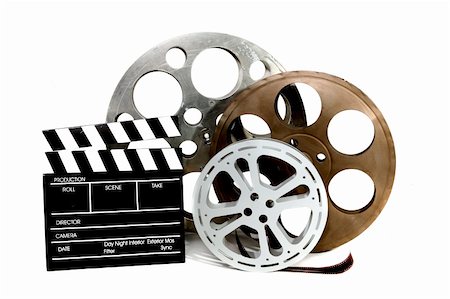 Film Canisters With Directors Clapboard on White Background Photographie de stock - Aubaine LD & Abonnement, Code: 400-04046336